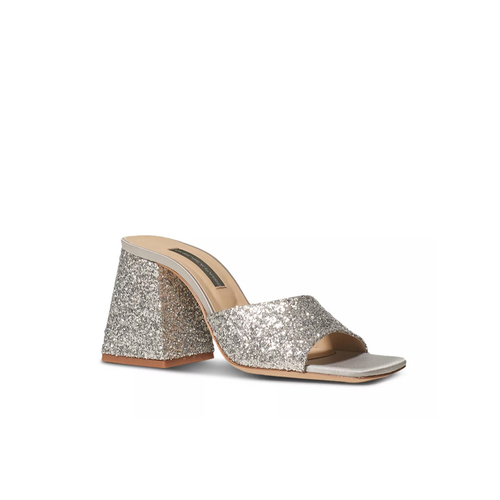 Chelsea Paris Women Bazz Embellished Slip On High Heel Sandals Silver Size 40EU